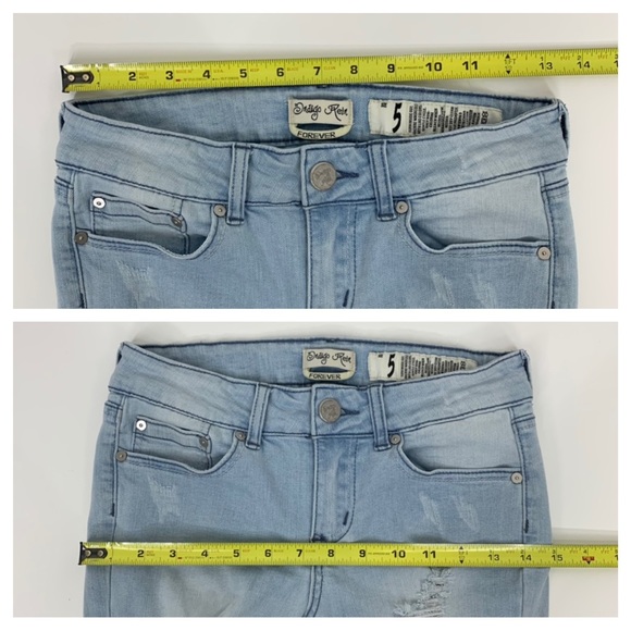 Indigo Rein Forever Stretch Light Wash Distressed Destroyed Capri Cuffed Jeans - Picture 13 of 16